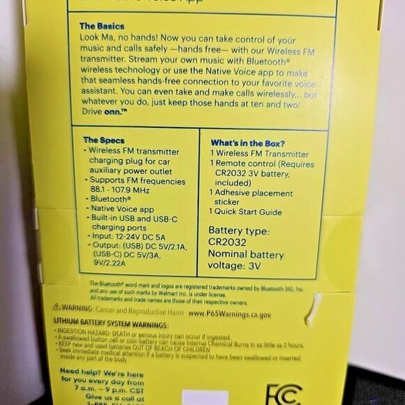 Drive Onn. Wireless FM Transmitter Bluetooth Wireless & Tech Native Voice App - Picture 5 of 5